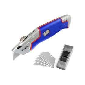 Workpro WP213012 Ağır Hizmet Alüminyum Gövde Geri Çekilebilir Rötuş Maket Bıçağı ve 4 Adet Yedek Bıçak
