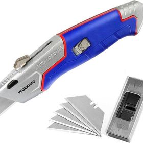 Workpro WP213012 Ağır Hizmet Alüminyum Gövde Geri Çekilebilir Rötuş Maket Bıçağı ve 4 Adet Yedek Bıçak