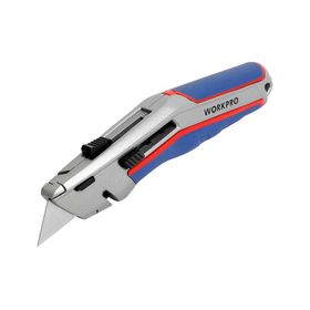 Workpro WP213015 Ağır Hizmet Alüminyum Gövde Otomatik Geri Çekilebilir Rötuş Maket Bıçağı ve 5 Adet Yedek Bıçak