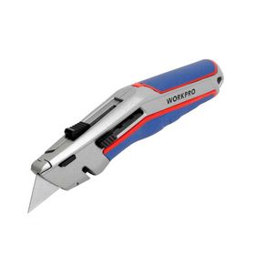 Workpro WP213015 Ağır Hizmet Alüminyum Gövde Otomatik Geri Çekilebilir Rötuş Maket Bıçağı ve 5 Adet Yedek Bıçak