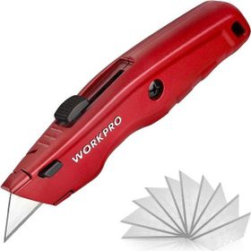 Workpro WP213017 Ağır Hizmet Alüminyum Gövde Geri Çekilebilir Rötuş Maket Bıçağı ve 3 Adet Yedek Bıçak