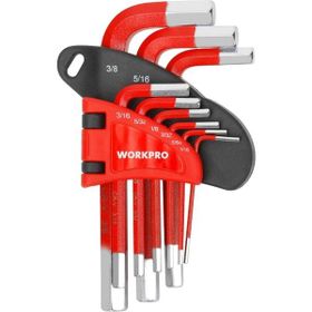 Workpro WP222016 9 Parça Kısa Boy CR-V inç Profesyonel Allen Anahtar Takımı