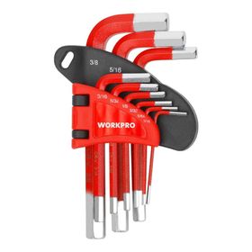 Workpro WP222016 9 Parça Kısa Boy CR-V inç Profesyonel Allen Anahtar Takımı