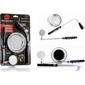 Worldforce 11314 Tepsi LED Fener Ayna 3'lü Manyetik Set