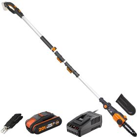 Worx WG349E Li-ion Tek Akülü 20 cm Profesyonel Teleskobik Saplı 20 Volt 2.0 Ah Açı Ayarlı Zincirli Dal Budama Makinesi