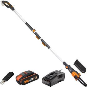 Worx WG349E Li-ion Tek Akülü 20 cm Profesyonel Teleskobik Saplı 20 Volt 2.0 Ah Açı Ayarlı Zincirli Dal Budama Makinesi