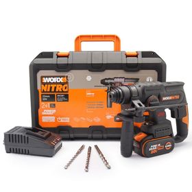 Worx WX381 20V 4.0 Ah 2J Li-Ion 3 Parça Delme Ucu Tek Akülü Şarjlı Profesyonel SDS-Plus Pnomatik Kırıcı Delici