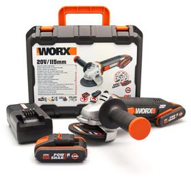 Worx Wx800 20 volt 2.0 Ah. Li-Ion Çift Akülü 115 mm Profesyonel Şarjlı Avuç Taşlama