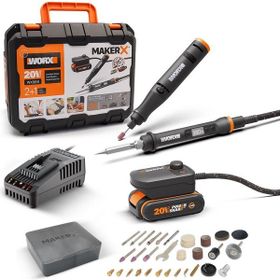 Worx WX988 MAKERX 20 V 2.0 AH Kömürsüz Profesyonel Gravür Seti ve Dijital Lehim Ahşap Yakma Seti
