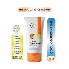 Wou World Of Unique Kids 50 ml Yüksek Koruma Etkili Spf 50 Çocuk Güneş Kremi