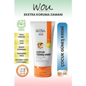 Wou World Of Unique Kids 50 ml Yüksek Koruma Etkili Spf 50 Çocuk Güneş Kremi