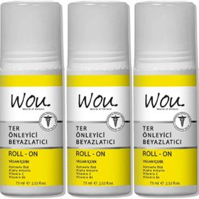 Wou World Of Unique Ter Önleyici Beyazlatıcı 3x75 ml Unisex Deodorant Roll-On