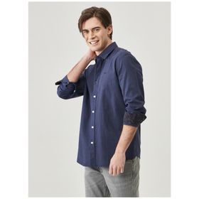 Wrangler W221085410 Lacivert Erkek Keten Karışımlı Gömlek