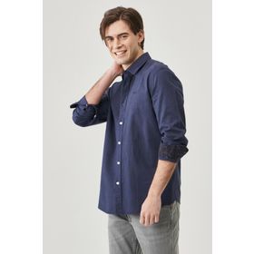 Wrangler W221085410 Lacivert Erkek Keten Karışımlı Gömlek