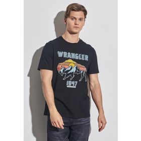 Wrangler W231254001 Bisiklet Yaka Siyah Erkek T-Shirt