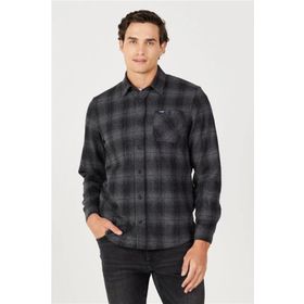 Wrangler W232080 035 Gri Uzun Kollu Erkek Gömlek