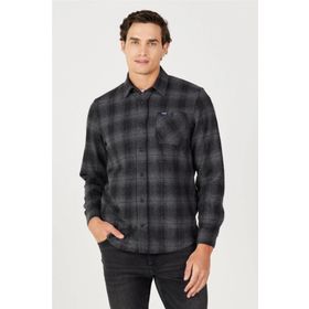 Wrangler W232080 035 Gri Uzun Kollu Erkek Gömlek