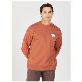 Wrangler W232243219 Kahve Bisiklet Yaka Erkek Sweatshirt