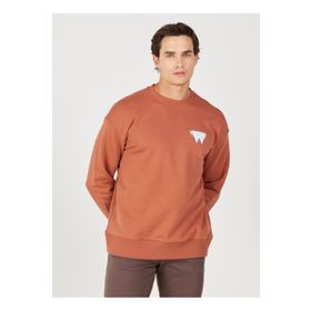 Wrangler W232243219 Kahve Bisiklet Yaka Erkek Sweatshirt