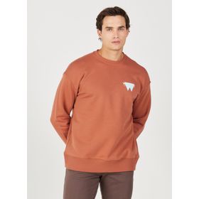 Wrangler W232243219 Kahve Bisiklet Yaka Erkek Sweatshirt