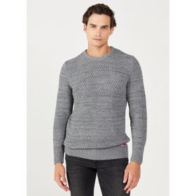 Wrangler W232580036 Gri Melanj Bisiklet Yaka Regular Fit Erkek Kazak