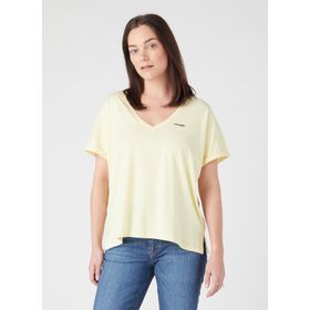Wrangler W7XKEVX6Z Açık Sarı V Yaka Kadın T-Shirt
