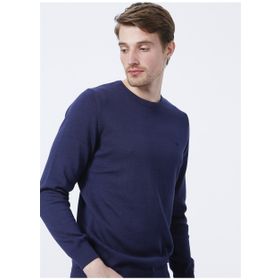 Wrangler W8A02P114 Knitwear Crew Neck Bisiklet Yaka Regular Fit Düz Lacivert Erkek Kazak