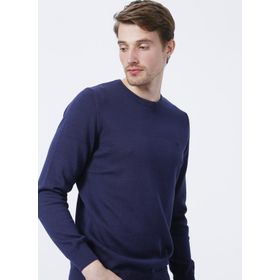 Wrangler W8A02P114 Knitwear Crew Neck Bisiklet Yaka Regular Fit Düz Lacivert Erkek Kazak