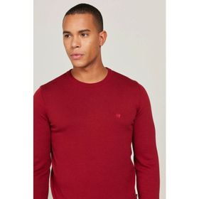 Wrangler W8A02PX2G Kırmızı Knitwear Crew Neck Bisiklet Yaka Regular Fit Düz Erkek Kazak