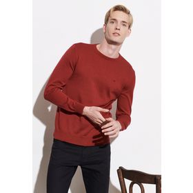 Wrangler W8A02PX2G Kırmızı Knitwear Crew Neck Bisiklet Yaka Regular Fit Düz Erkek Kazak