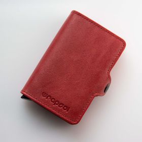 Wrapsol Çiftli Kırmızı Deri Mekanizmalı Cüzdan