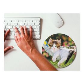 WuW Keyifçi Kedi Yuvarlak Kaymaz Taban Mouse Pad