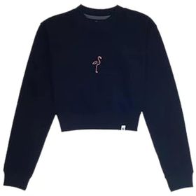 WWF Market Flamingo - Siyah Crop Sweatshirt