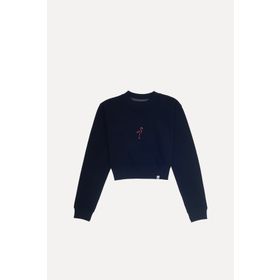 WWF Market Flamingo - Siyah Crop Sweatshirt