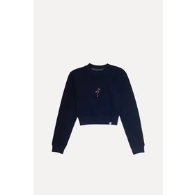 WWF Market Flamingo - Siyah Crop Sweatshirt