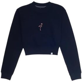 WWF Market Flamingo - Siyah Crop Sweatshirt