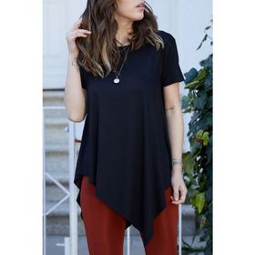 Xhan 0YXK2-43358-14 Kadın Lacivert Asimetrik Bluz