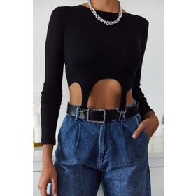 Xhan 1KZK2-11043-02 Siyah Kanca Detaylı Kadın Bluz