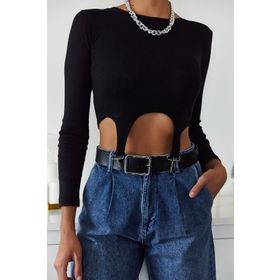 Xhan 1KZK2-11043-02 Siyah Kanca Detaylı Kadın Bluz