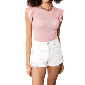 Xhan 1YZK2-11708 Pembe Kolları Fırfırlı Kaşkorse Bluz