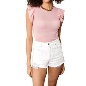 Xhan 1YZK2-11708 Pembe Kolları Fırfırlı Kaşkorse Bluz