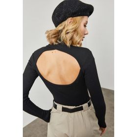 Xhan 2YXK2-46114-02 Kadın Siyah Sırtı Pencere Detaylı Kaşkorse Bluz