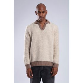 Xhan 3YXE2-47567-25 Bej Polo Yaka Peluş Erkek Kazak