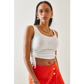 Xhan 5YXK2-48284-01 Kadın Beyaz Yanı Büzgülü Bluz
