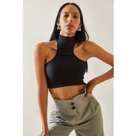 Xhan 5YXK2-48286-02 Kadın Siyah Arkası Düğmeli Bluz