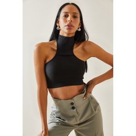 Xhan 5YXK2-48286-02 Kadın Siyah Arkası Düğmeli Bluz