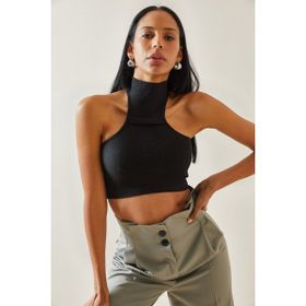 Xhan 5YXK2-48286-02 Kadın Siyah Arkası Düğmeli Bluz