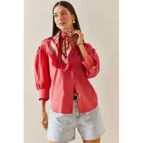 Xhan 5YXK2-48308-20 Kadın Pembe Düğmeli Balon Kol Gömlek