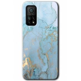 Xiaomi Mi 10 T Pro Hd Desen Baskılı Mavi Gold Mermer Arka Kapak Kılıf