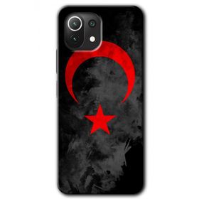 Xiaomi Mi 11 Black Ayyıldız Baskılı Uyumlu Silikon Kılıf